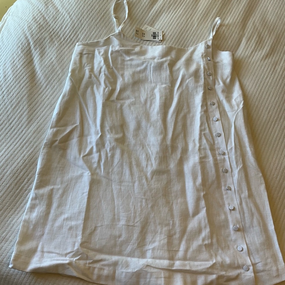 Abercrombie & Fitch White Linen-Blend Button Skort Dress